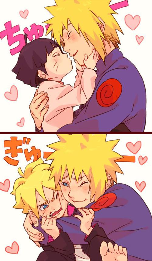 uzumaki boruto, uzumaki himawari, and namikaze minato (naruto)