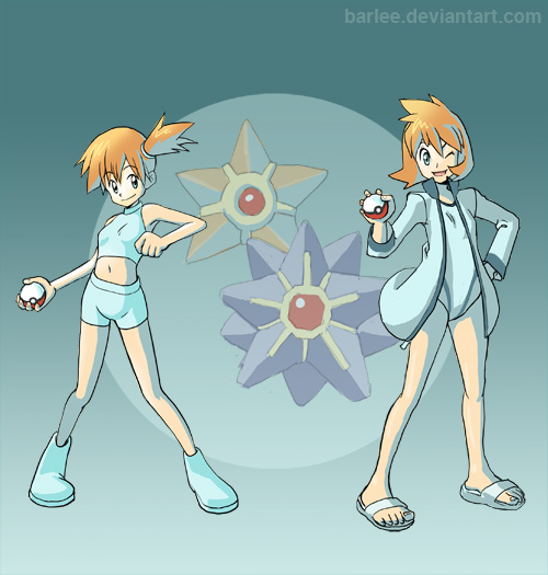 misty, staryu, and starmie (pokemon and 2 more) drawn by barlee