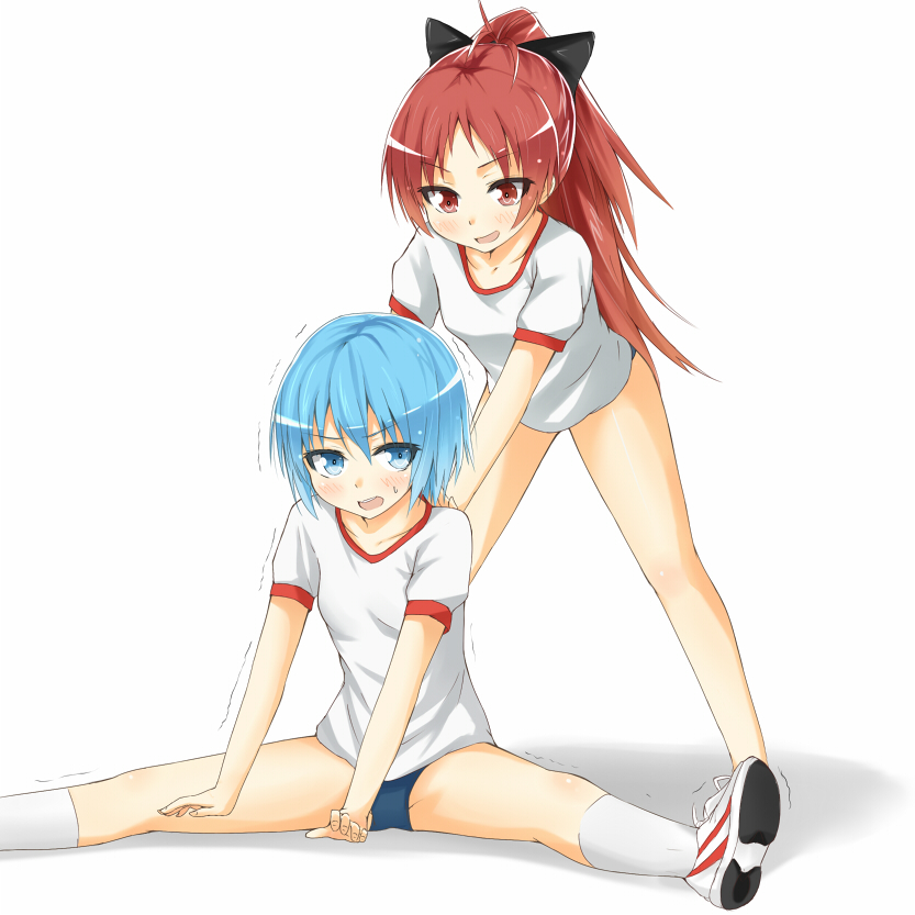 miki sayaka and sakura kyoko (mahou shoujo madoka magica) drawn by heirou