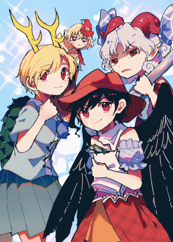 kicchou yachie, kurokoma saki, toutetsu yuuma, and niwatari kutaka (touhou) drawn by itomugi-kun