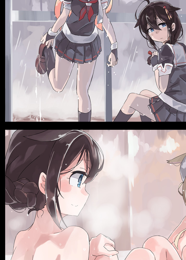 shigure, yuudachi, shigure kai ni, and yuudachi kai ni (kantai collection) drawn by sugue_tettou