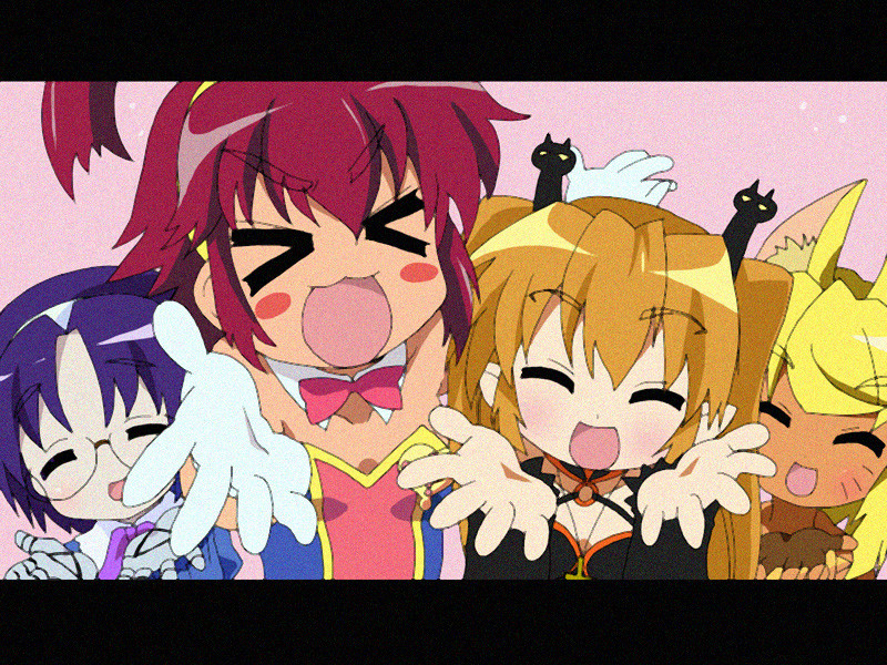 liru, pachira, uma, and aiko (lucky star and 1 more) drawn by suzunashi_susumu