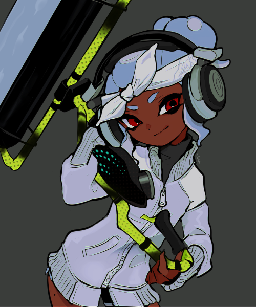 octoling player character and octoling girl (splatoon and 1 more) drawn by imaikuy0