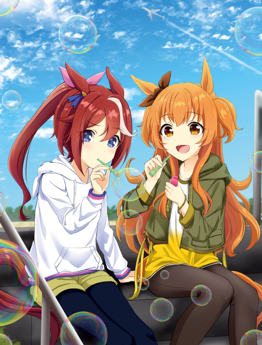 tokai teio and mayano top gun (umamusume) drawn by kuon_kimi