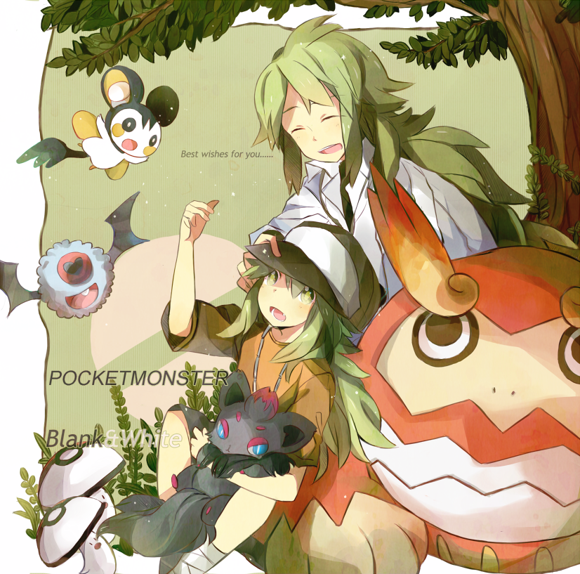n, zorua, emolga, foongus, woobat, and 1 more (pokemon and 1 more) drawn by kashi_(number)