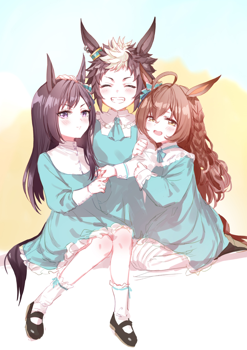 mejiro dober, mejiro bright, and mejiro ryan (umamusume) drawn by romi_(346_ura)