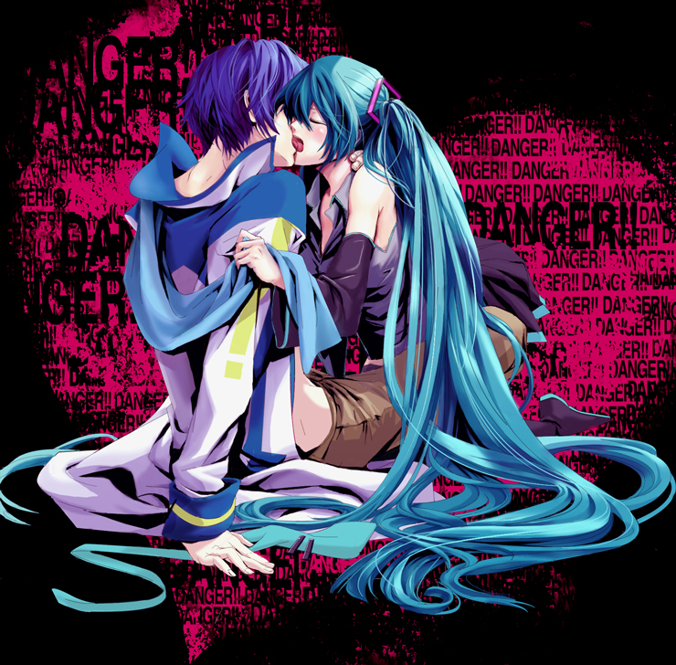 hatsune miku and kaito (vocaloid) drawn by norio_(mirimiri)