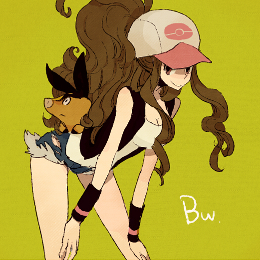 hilda and tepig (pokemon and 1 more) drawn by l_hakase