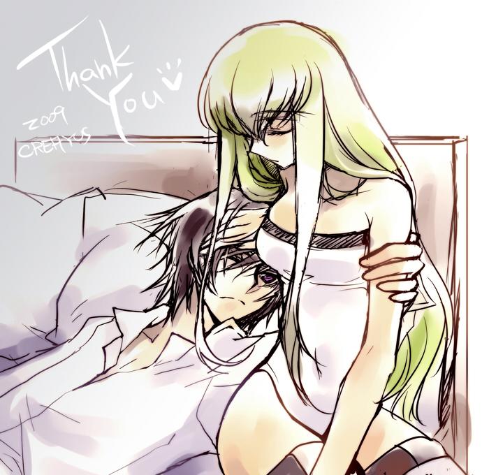 c.c. and lelouch vi britannia (code geass) drawn by creayus