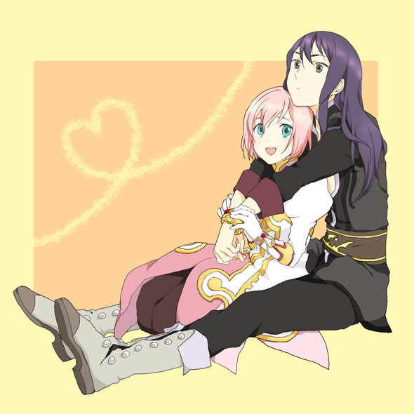 yuri lowell and estellise sidos heurassein (tales of and 1 more) drawn by maruishi