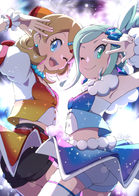 serena and lisia (pokemon and 1 more) drawn by oooise