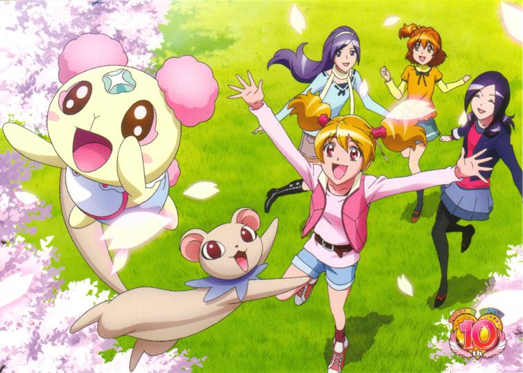 higashi setsuna, momozono love, yamabuki inori, aono miki, tart, and 1 more (precure and 1 more) drawn by kagawa_hisashi