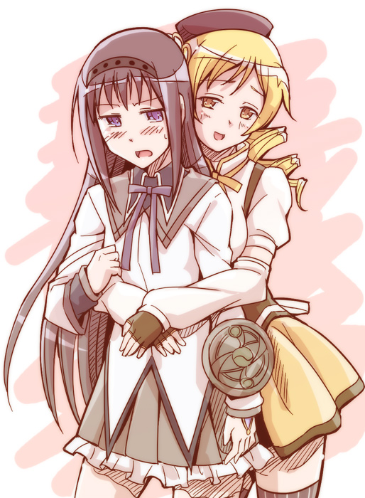 akemi homura and tomoe mami (mahou shoujo madoka magica) drawn by e20