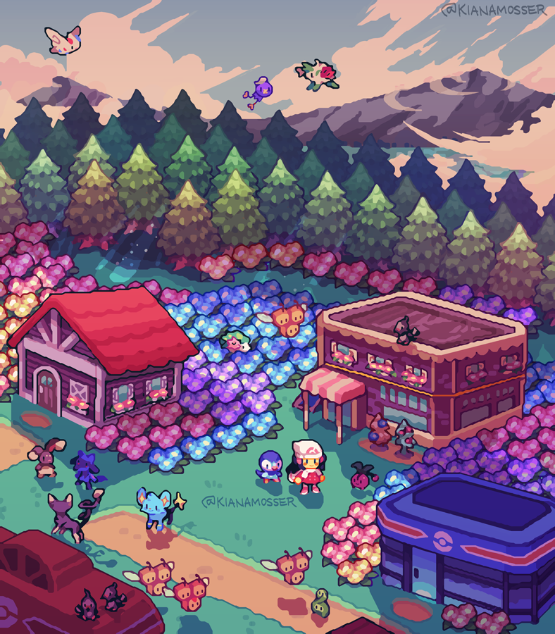 dawn, piplup, drifloon, shaymin, riolu, and 8 more (pokemon and 2 more) drawn by kianamosser