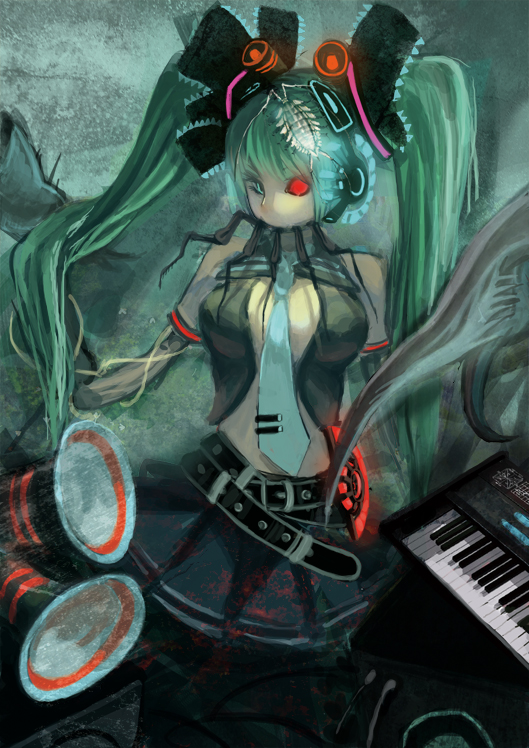 hatsune miku and calne ca (original and 2 more) drawn by aneater