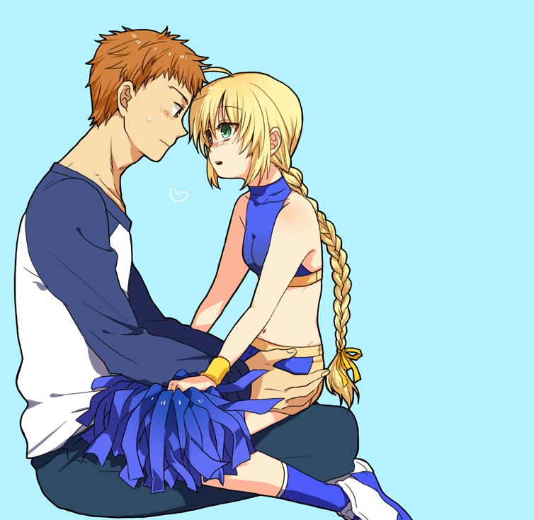 artoria pendragon, saber, and emiya shirou (fate and 1 more) drawn by nokokoro