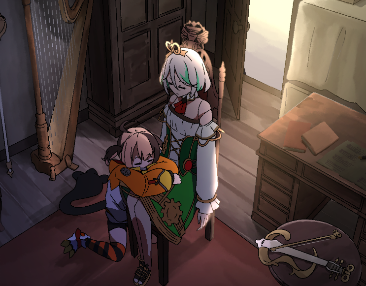 gigi murin and cecilia immergreen (hololive and 1 more) drawn by miiversei