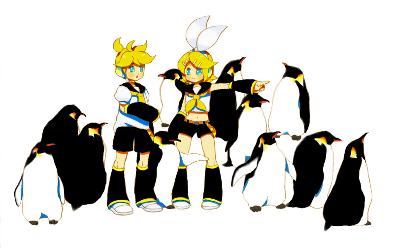 kagamine rin and kagamine len (vocaloid) drawn by goruti