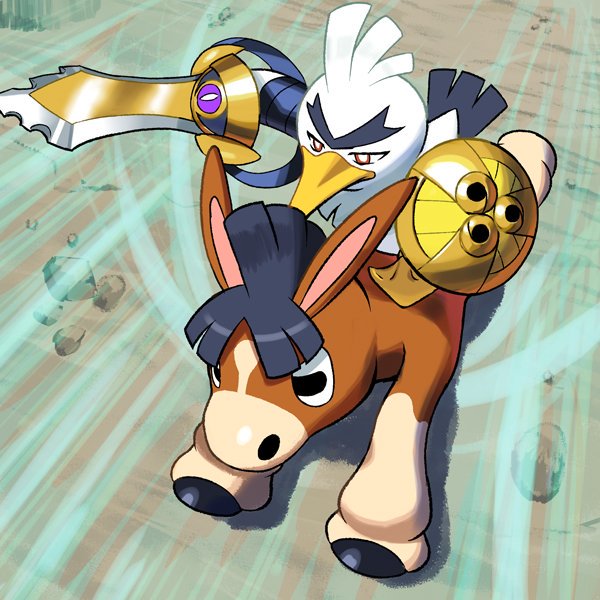 aegislash, sirfetch'd, and mudbray (pokemon) drawn by cessa