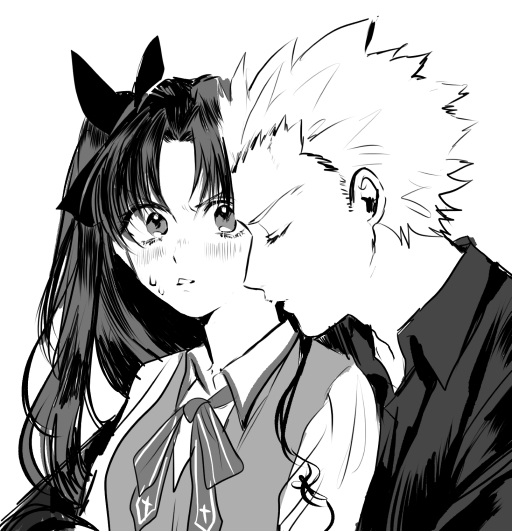 tohsaka rin and archer (fate and 1 more) drawn by shimatori_(sanyyyy)