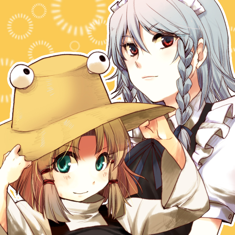 izayoi sakuya, moriya suwako, and pyonta (touhou) drawn by yuki_(popopo)