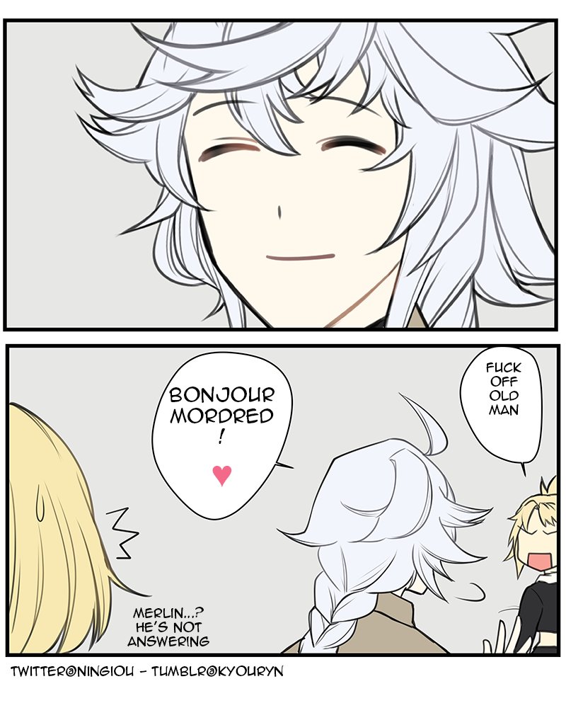 jeanne d'arc, mordred, and merlin (fate and 2 more) drawn by kyou_(iuciferic)