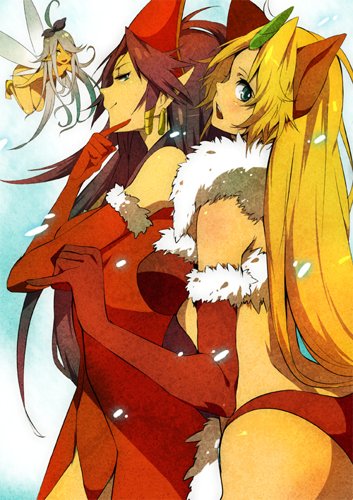 riesz, angela, fenrir knight, and faerie (seiken densetsu and 1 more) drawn by akishima_kei