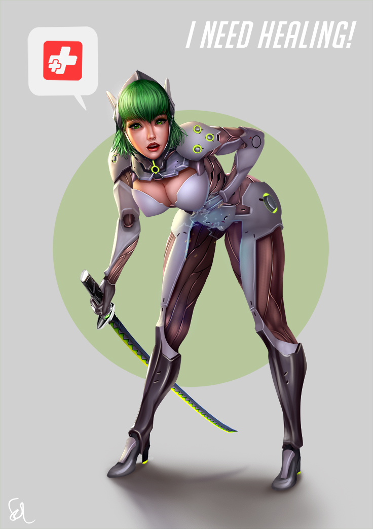 genji (overwatch and 1 more) drawn by raphire