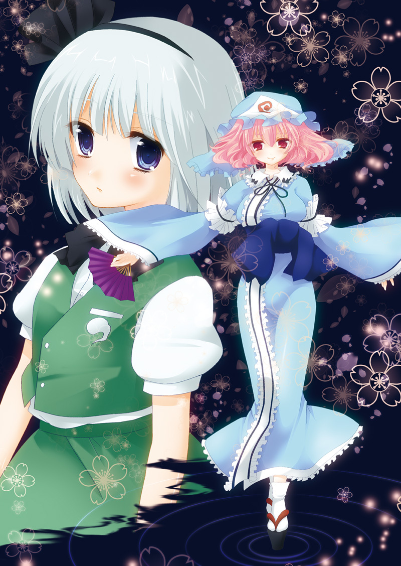 konpaku youmu and saigyouji yuyuko (touhou) drawn by toronto_(yamu)