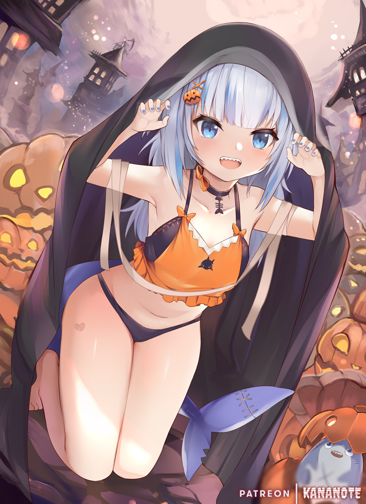 gawr gura, mori calliope, and bloop (hololive and 1 more) drawn by mujinbensin
