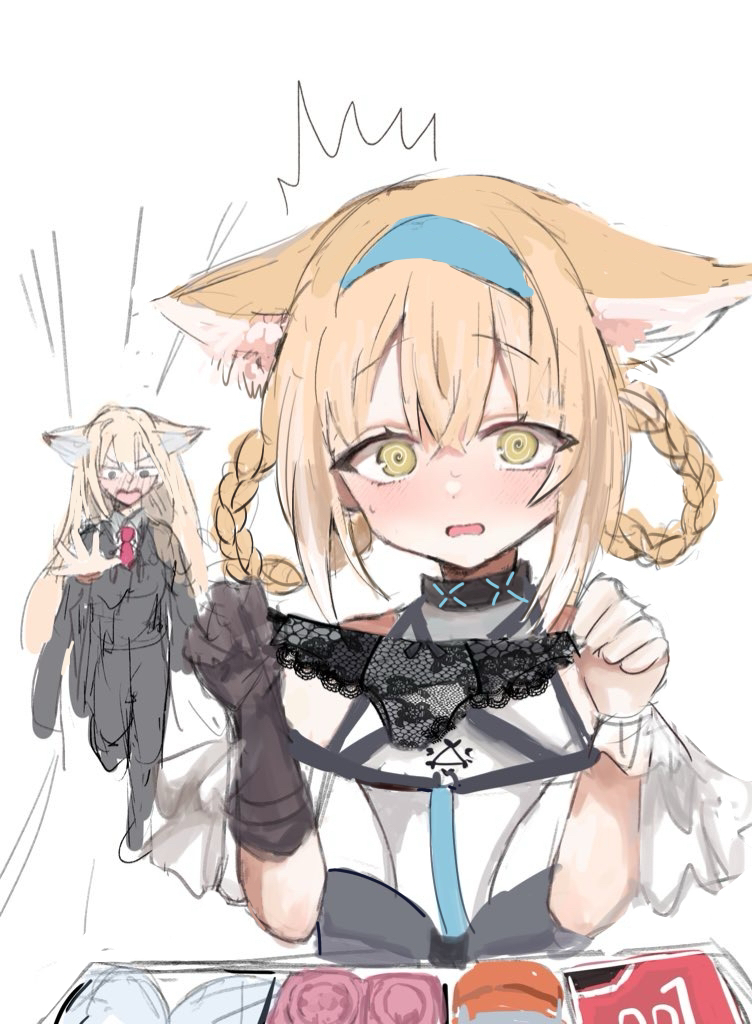 suzuran and vulpisfoglia (arknights) drawn by yuzu_ringo_(ohayou_hey)