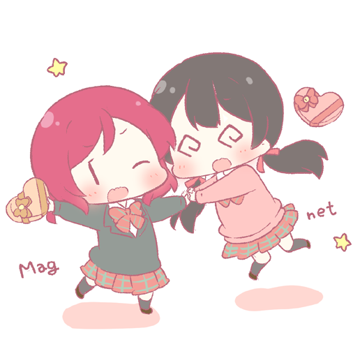 nishikino maki and yazawa nico (love live! and 1 more) drawn by saku_usako_(rabbit)