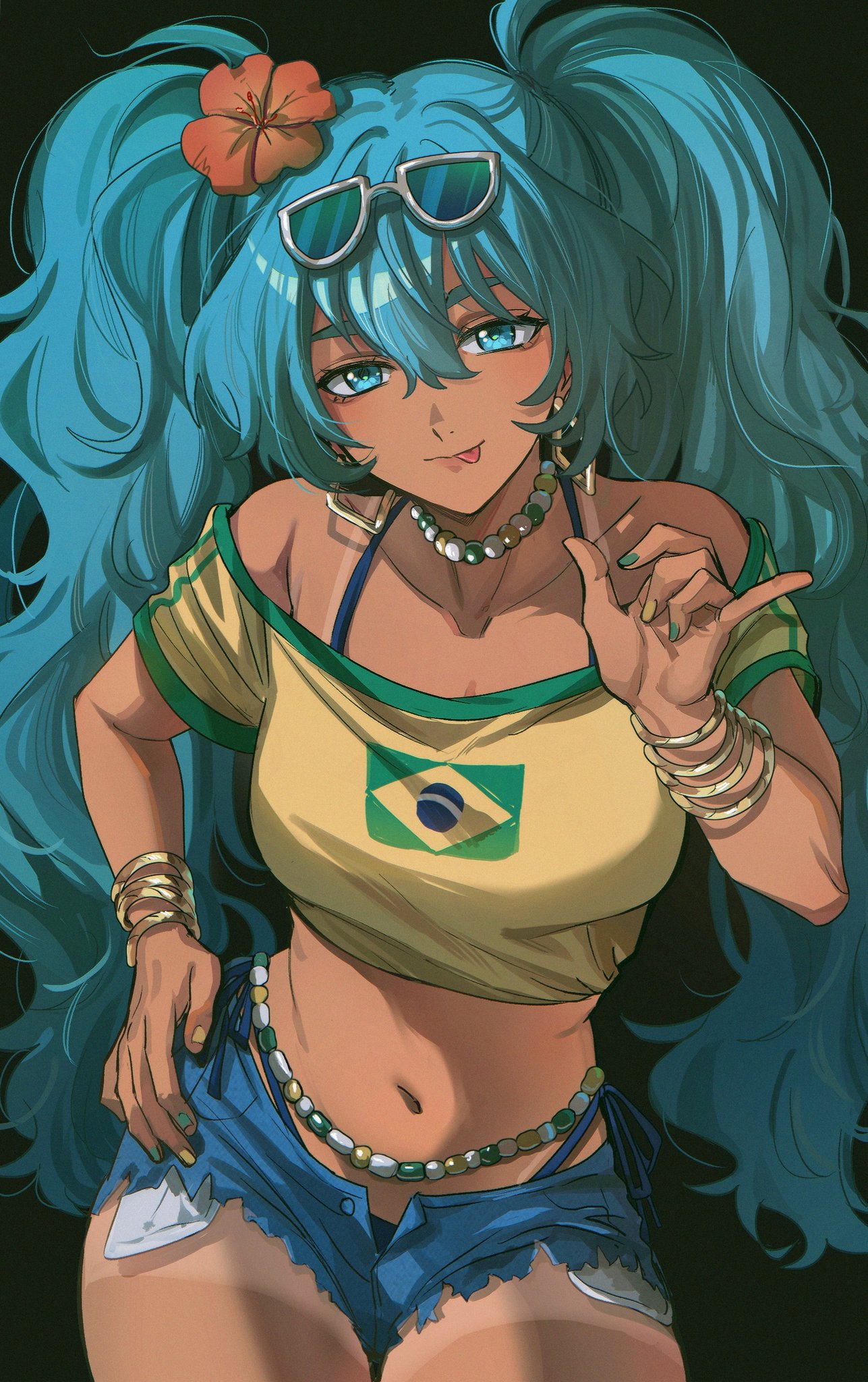 hatsune miku and brazilian miku (vocaloid) drawn by mywaffuru Danbooru