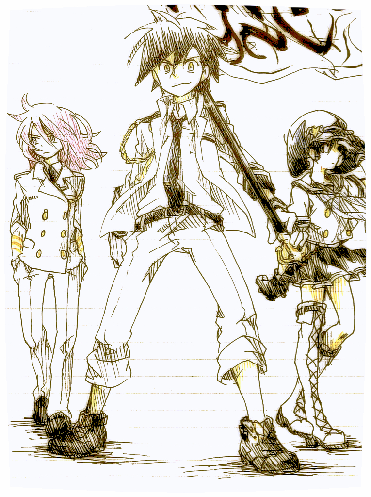 ethan, silver, and kris (pokemon and 1 more) drawn by hk_(nt)