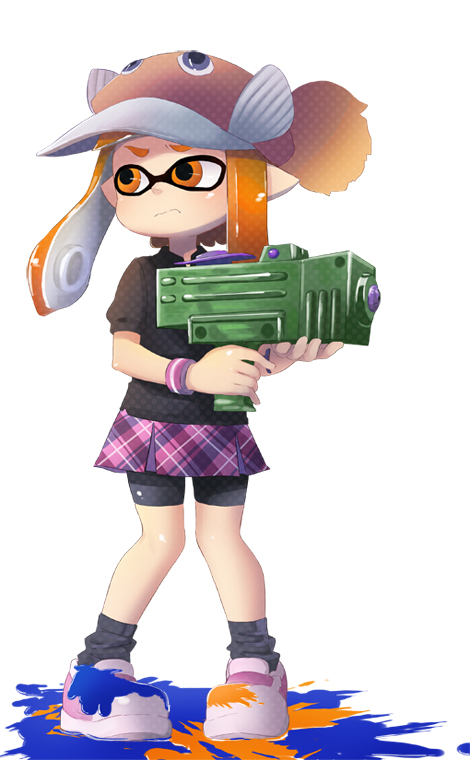 inkling player character and inkling girl (splatoon and 1 more) drawn by abe_kanari