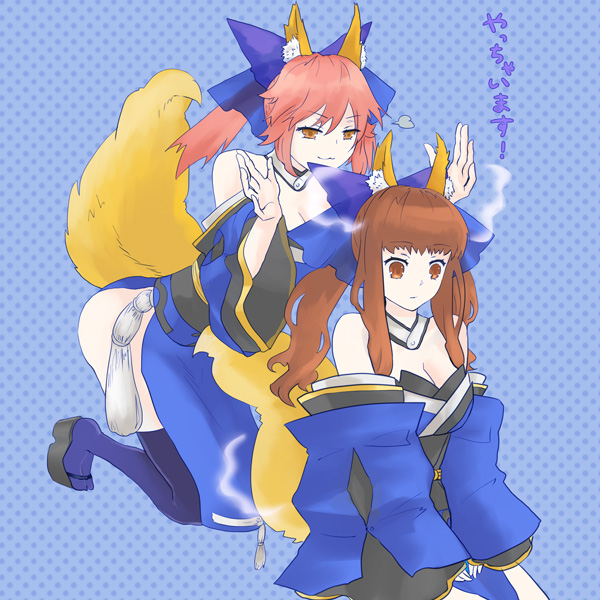 tamamo, tamamo no mae, and kishinami hakuno (fate and 1 more) drawn by hiver_toko