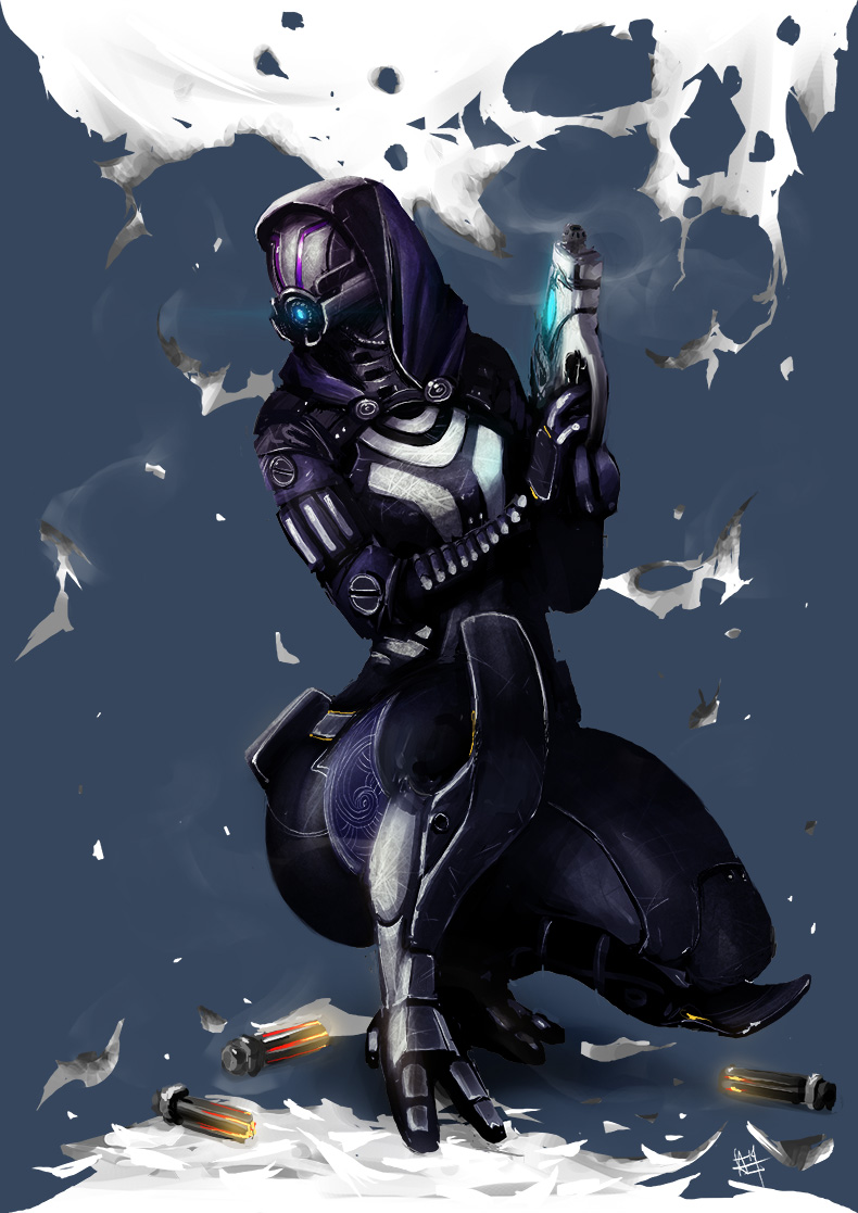 tali'zorah (mass effect and 1 more) drawn by amrrr