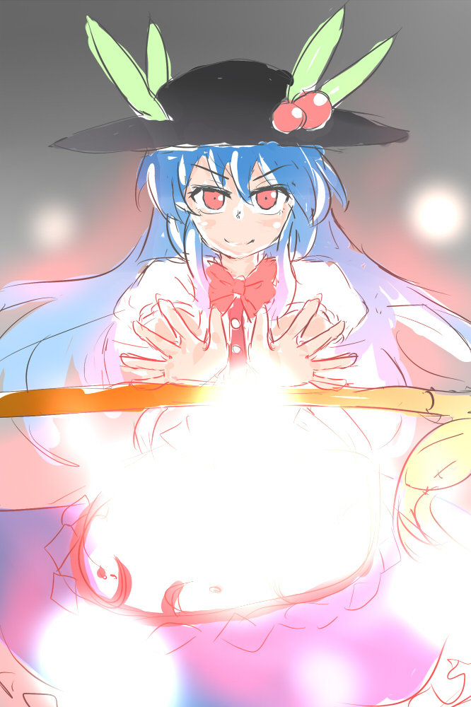 hinanawi tenshi (touhou) drawn by king_(ougon_kingyo-bachi)