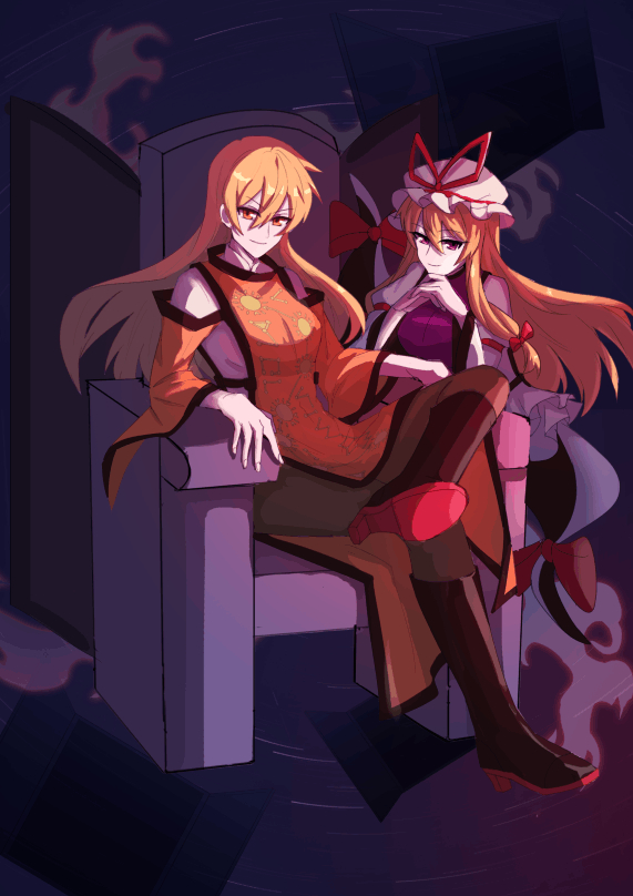 yakumo yukari and matara okina (touhou) drawn by arong
