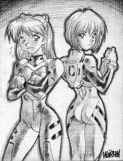 souryuu asuka langley and ayanami rei (neon genesis evangelion)