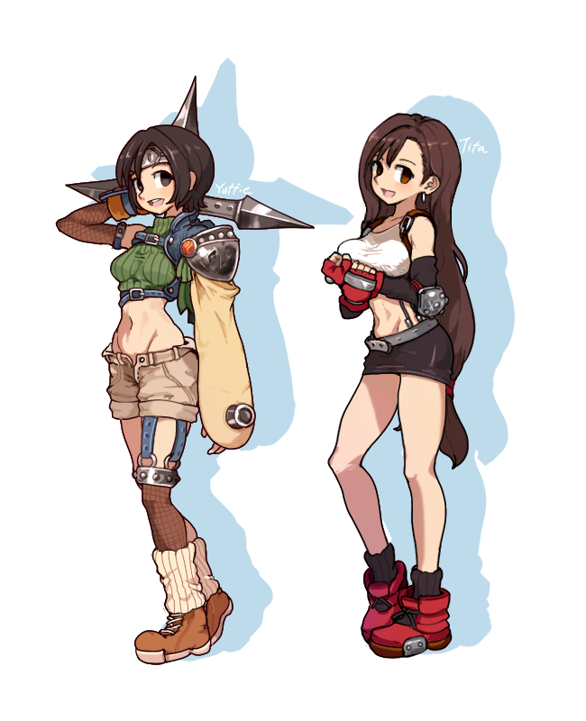 tifa lockhart and yuffie kisaragi (final fantasy and 1 more) drawn by shirosu