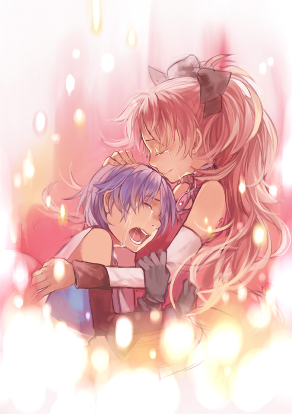miki sayaka and sakura kyoko (mahou shoujo madoka magica) drawn by ushi_(newrein)