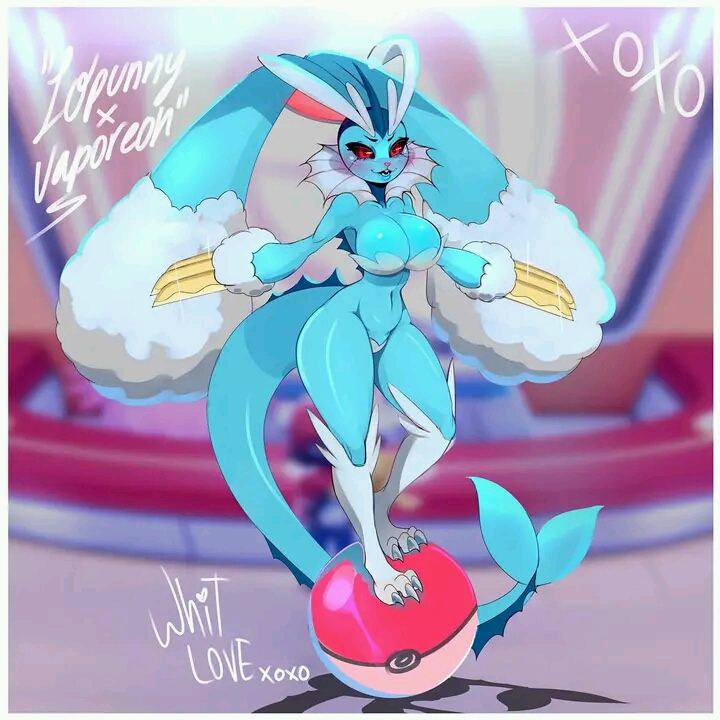 vaporeon, lopunny, and vaporunny (pokemon) drawn by octinalu