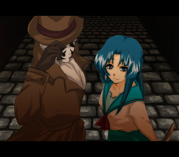 asakura ryoko and rorschach (suzumiya haruhi no yuuutsu and 2 more) drawn by kadotarou