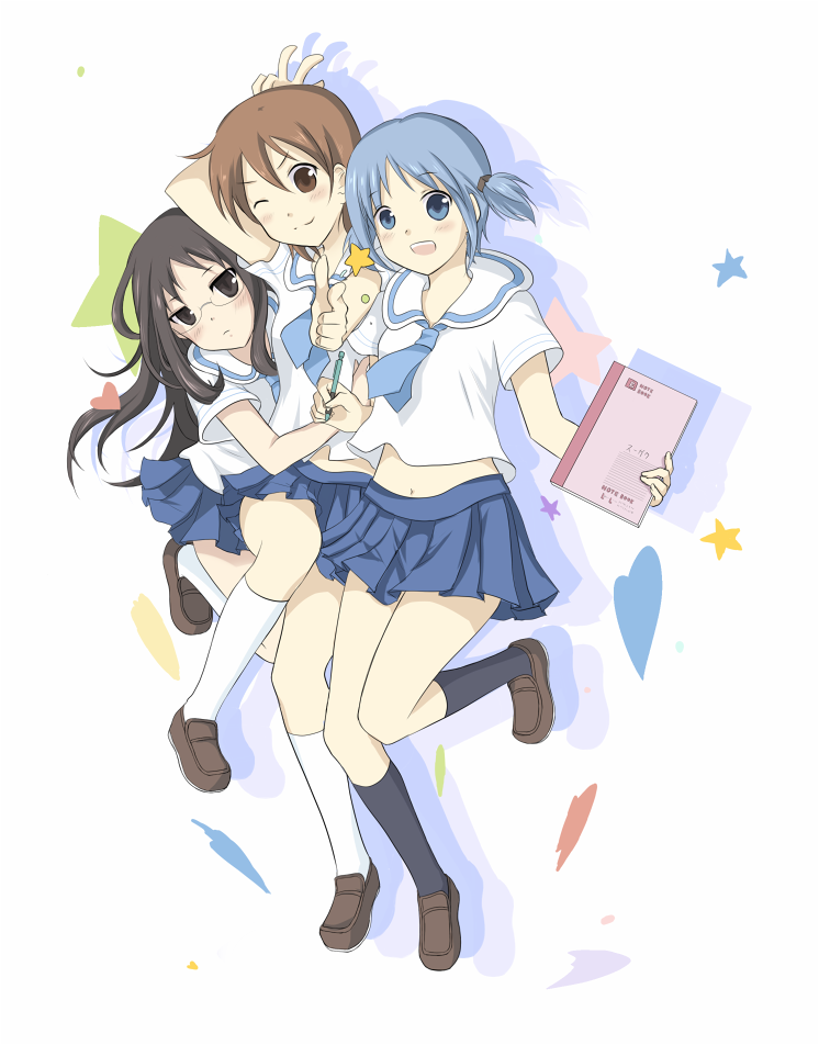 naganohara mio, aioi yuuko, and minakami mai (nichijou) drawn by tsuruki_noki