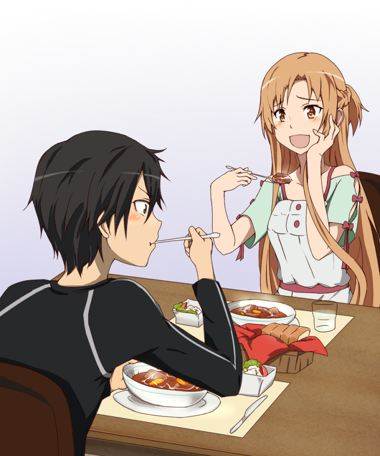 asuna and kirito (sword art online) drawn by coco3186