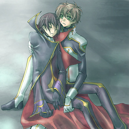 lelouch vi britannia and kururugi suzaku (code geass) drawn by mecco