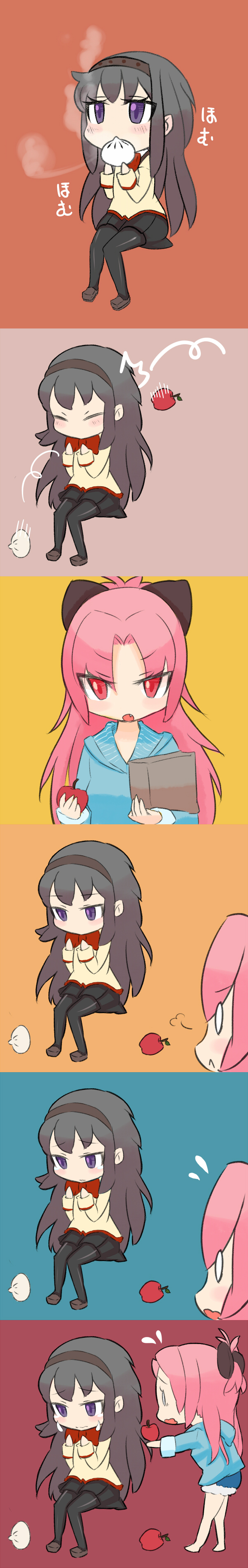 akemi homura and sakura kyoko (mahou shoujo madoka magica) drawn by tomonoma