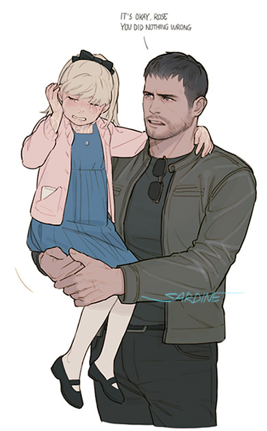 chris redfield and rosemary winters (resident evil and 1 more) drawn by sardine_(kjr0313)