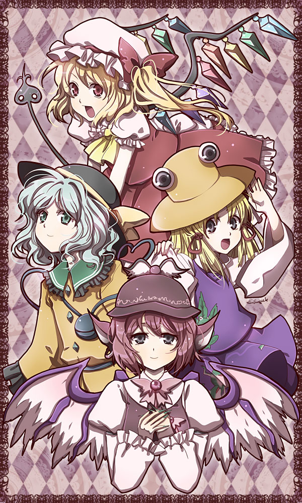 flandre scarlet, komeiji koishi, moriya suwako, and mystia lorelei (touhou) drawn by suou_sakura